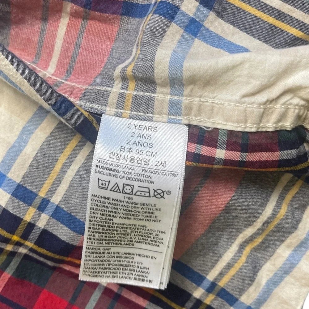 Baby Gap Red Plaid Long‎ Sleeve Preppy Button Down Shirt 2 Years Toddler